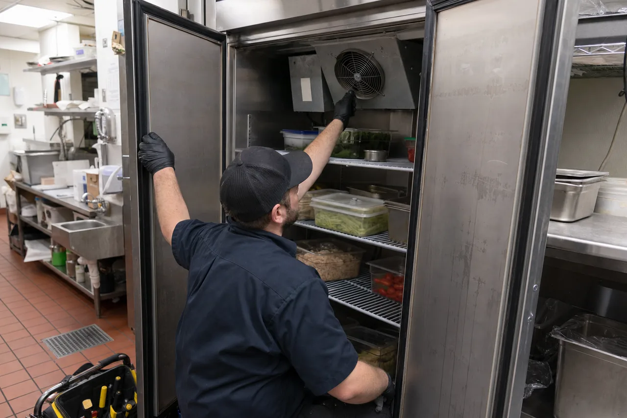 A working commercial kitchen line in Hackensack, NJ
